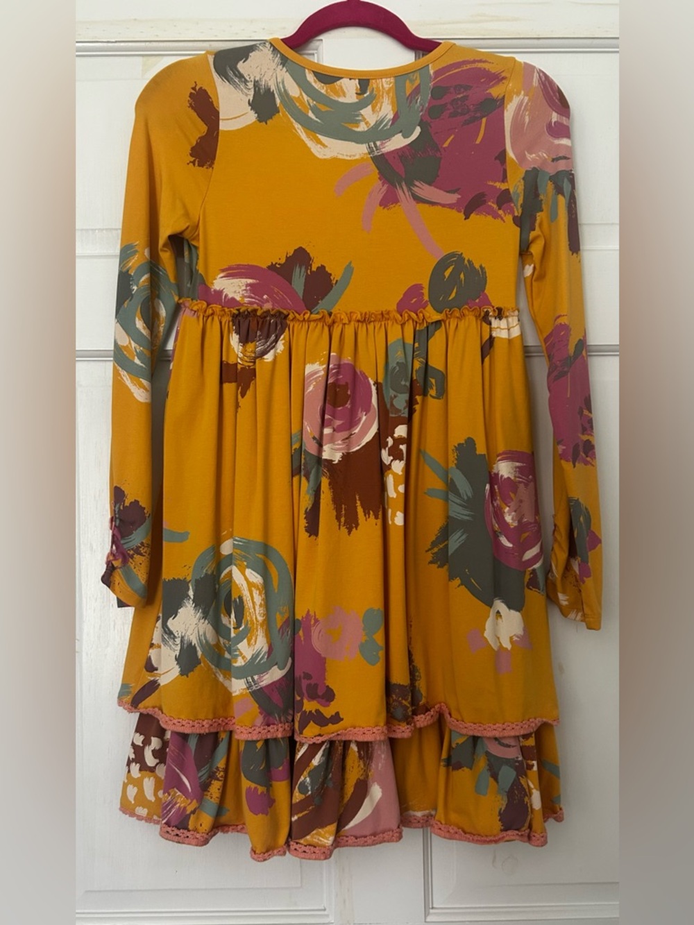 Matilda Jane Mustard Floral Tiered Long-Sleeve Dress